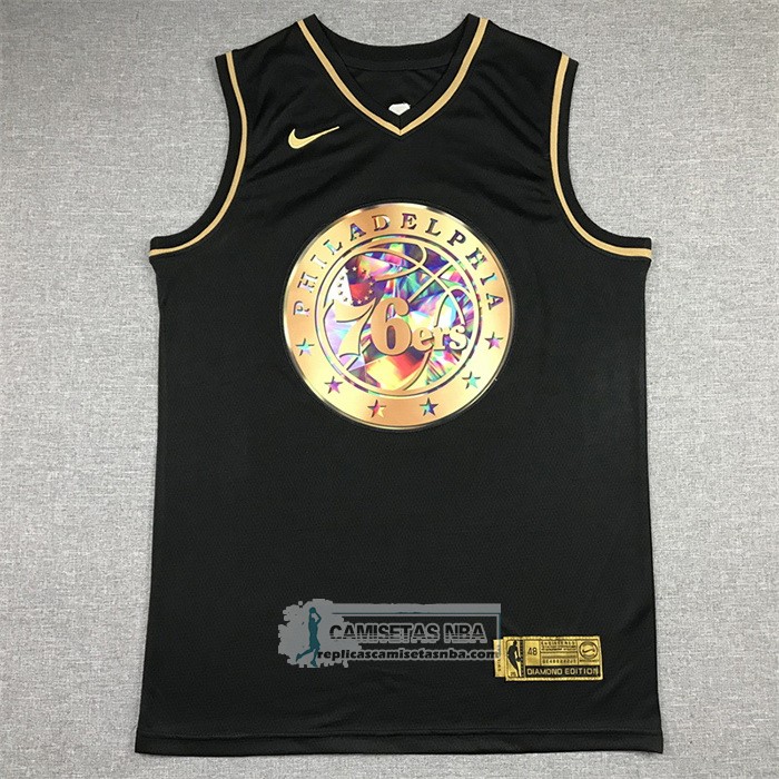 Camiseta Golden Edition Philadelphia 76ers Allen Iverson NO 3 2021-22 Negro